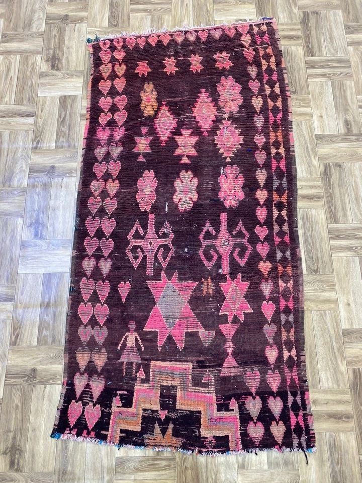 Gorgeous Runner Rug,Antique Berber Rug,Oriental Area,Matdoor Runner,3x7 ft - Image 2 of 4