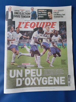 TEAM VON FRANKREICH / JOURNAL L'EQUIPE 10/9/2024 ''EIN BISSCHEN SAUERSTOFF''
