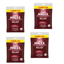 4x Halls Relief Sugar Free Black Cherry Flavor Drops - 280 Count Economy Pack