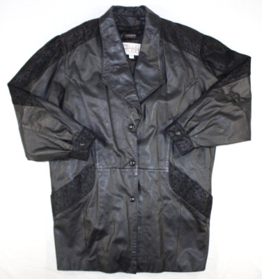 Vintage Pelle Studio Leather Coat Women's S Mid Length Thinsulate 90's Black