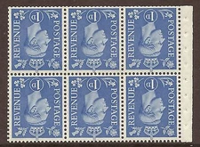 QB15a perf type I -1d Light Ultramarine Booklet pane UNMOUNTED MINT