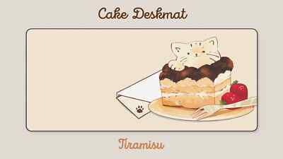 GMK Tiramisu - Cat Deskmat - Mechanical Keyboard Deskmat