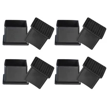 Square Plastic Hole Plugs 1.4 Inch, 8 Pack Tubing Insert End Cap, Black