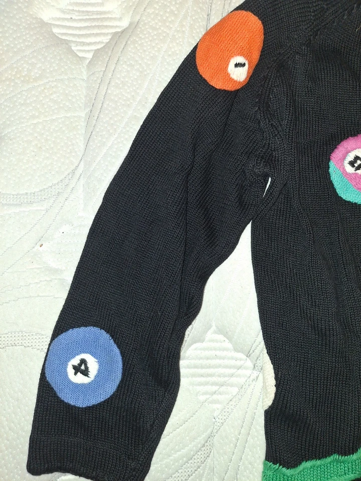 RARO Michael Simon 1991 Pool Ball Colorido Tejido Cárdigan Suéter De Colección Foto 4 de 4