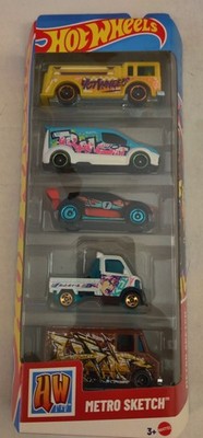 Mattel Hot Wheels Metro Sketch (JKG13) 5 Pack for Ages 3 and Up New In Box