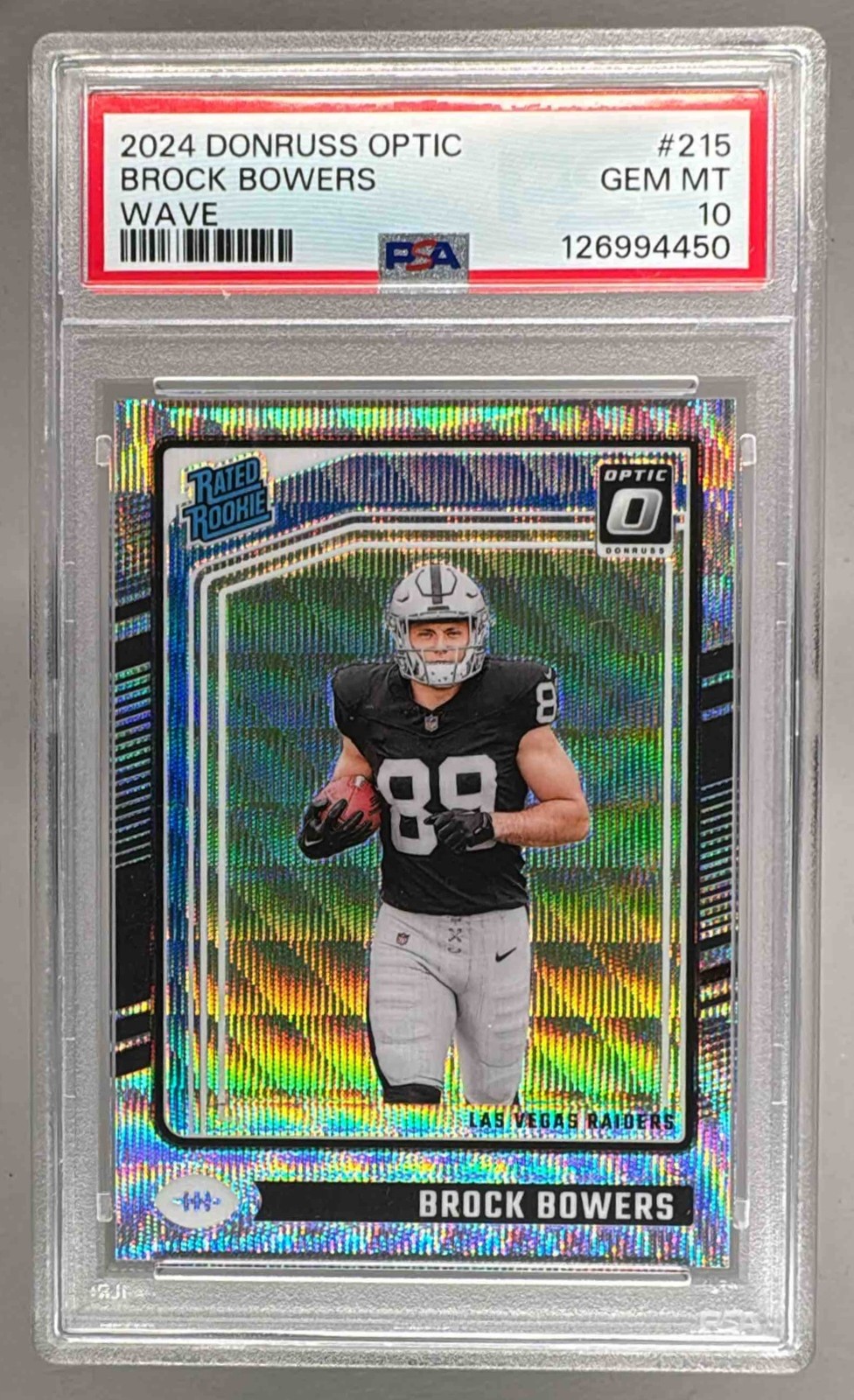 Brock Bowers 2024 Panini Donruss Optic #215 Wave Rated Rookie 209/300 PSA 10