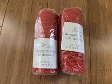 Deco Mesh Ribbon, Red, 6 Inches X 5 Yards, Lot Of 2