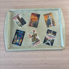 Rare plateau en fibre de verre vintage milieu du siècle TWA Airlines, affiches de voyage David Klein