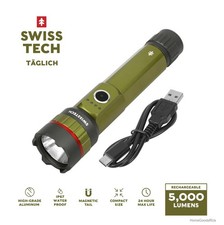 Rechargeable LED Flashlight 5000 Lumen IP67 Waterproof USB-C 4000mAh Battery