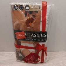 VTG Hanes Classics Full-Cut White Briefs 3 Pack SZ 38 Style 7760k New Dated 2002