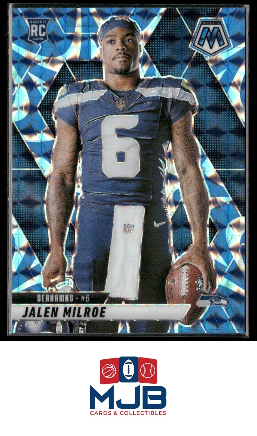2025 Panini Mosaic Jalen Milroe Mosaic Reactive Blue Rookie #283 Seahawks
