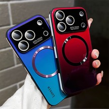 For Apple iPhone 16 15 14 13Pro Max Shockproof MagSafe Case Gradient Glass Cover