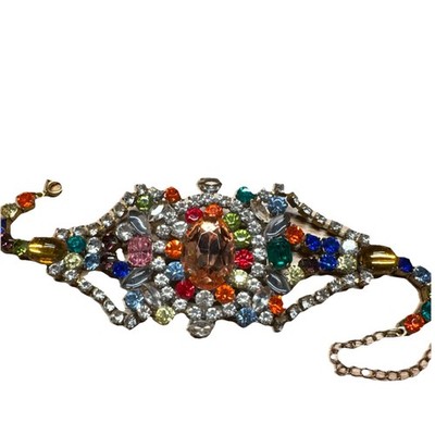 Bijoux M.G. Vintage Signed Multicolor Czech Glass  Bracelet