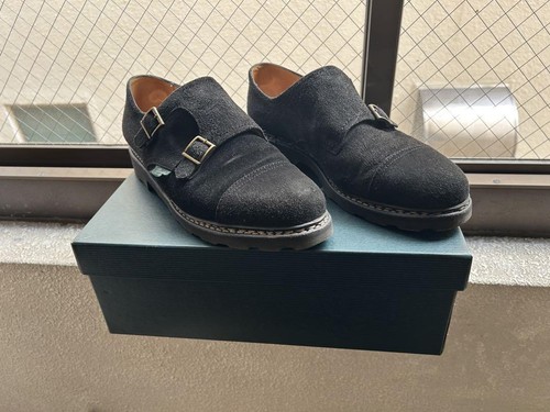 Chaussures Paraboot William Double Monk Strap daim 2024 noir hommes US 8,5