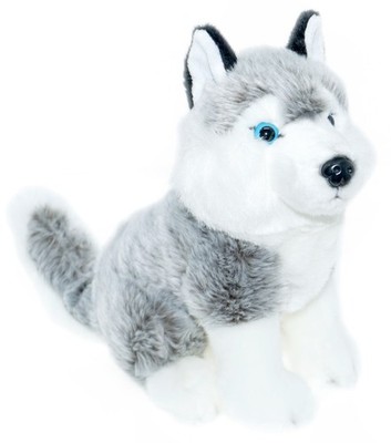 Husky Plüschtier 30 cm Kuscheltier Hund Stofftier weich Kinder Geschenk grau