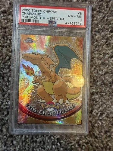 2000 Topps Chrome Charizard Pokémon Spectra Holo #6 NM-MT PSA 8