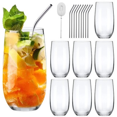 Juego de vasos altos, vasos altos para beber, vaso de agua transparente