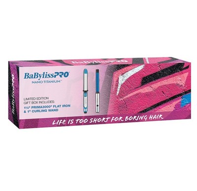 BaBylissPro Nano Titanium PRIMA3000 1-1/4'' Flat Iron & 1'' Curling Wand Brand New