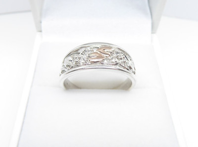Clogau Gold Sterling Silver & 9ct Rose Gold White Topaz Tree of Life Ring size Q