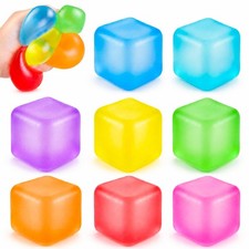 DIYDEC 8 Pcs Squishy Cubes Fidget Toys 8 Colors Stress Balls for Kids