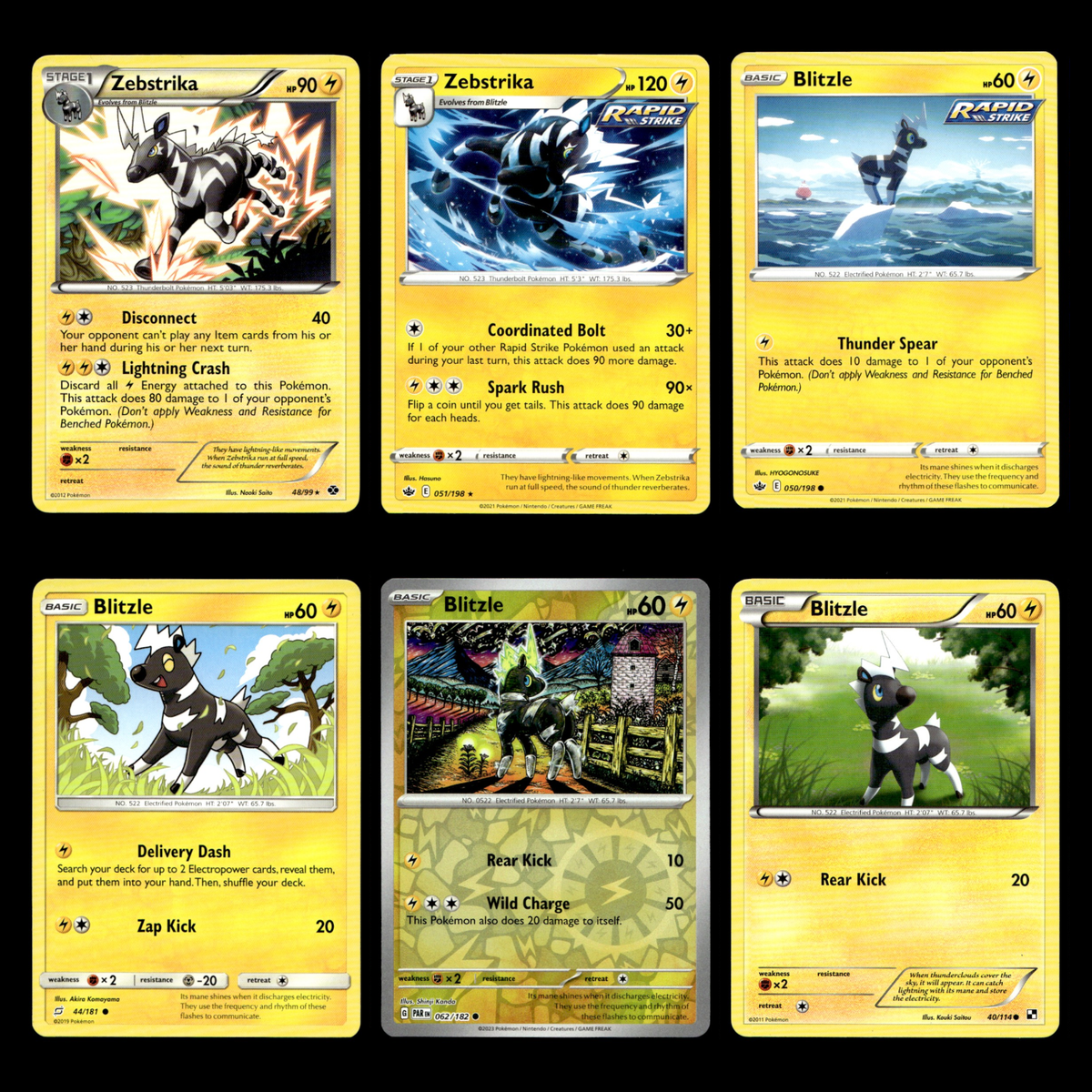 pokemon black and white next destinies card list & White: 6x Zebstrika Blitzle Lot 48