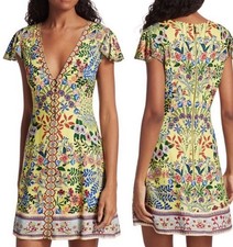 NWOT ALICE + OLIVIA Hadley Floral Mini Dress Women's Size 14 Half Button V-neck