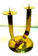 Świecznik Mosiądz Secesyjny Bauhaus Art Deco Niesygnowany Antyk Vintage