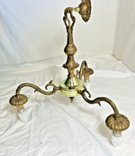 Vintage three arm, brass, decorative ceiling light with wiring included