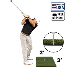 USA-Made 2'x3' Nylon 1" Turf Golf Hitting Mat | Holds Real Wood Tee, Rubber Tee