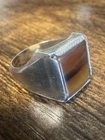 Vintage Southwest American Silver & Agate Ring - Size 8