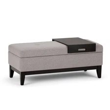 Oregon Cloud Grey Storage Ottoman Bench with Tray