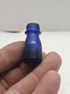 Antique Miniature Cobalt Blue Vicks Bottle - No Cap 