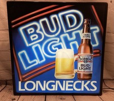 Vintage Bud Light Beer Lighted Sign Longnecks Anheuser Busch Budweiser