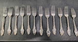 RARE Joslin and Park 12 pc. Sterling Silver Dinner Fork Set