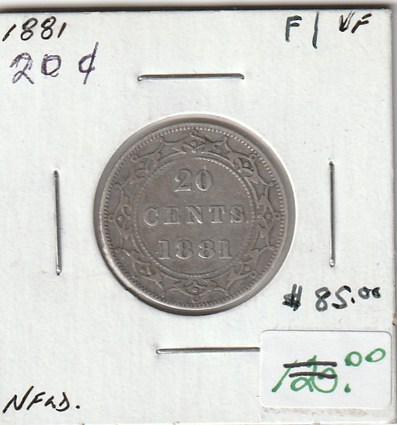1881 Newfoundland Twenty 20 Cents Coin