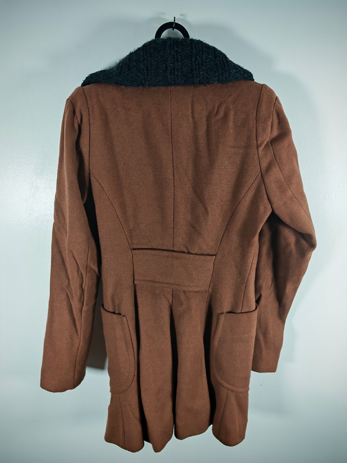 Vivienne Westwood Anglomania Brown Wool Coat Chunky Knit Collar Orb Buttons IT38 image 2