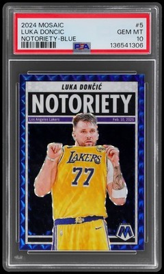 2024-25 Panini Mosaic Luka Doncic #5 PSA 10 Notoriety Blue 22/199 Basketball
