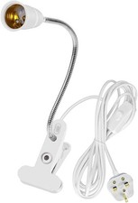 Wasserquelle E27 Clip Desk Lamp Flexible Light Fitting Base with Switch UK Plug 