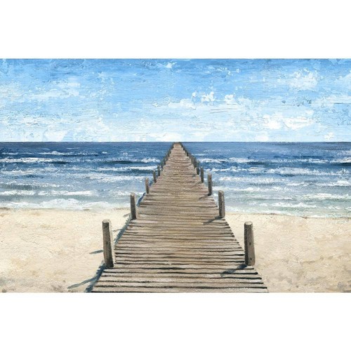 Long Pier to the Ocean by Marmont Hill Unframed Canvas Nature Art Print 12 in. x