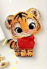 A cute little tiger Embroidery iron on Patch 2 3/4 x 2 inch FREE SHIPPING