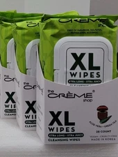 3 PACK The Creme Shop XL Green Tea and Aloe Vera Cleansing Wipes 28 Ct Each