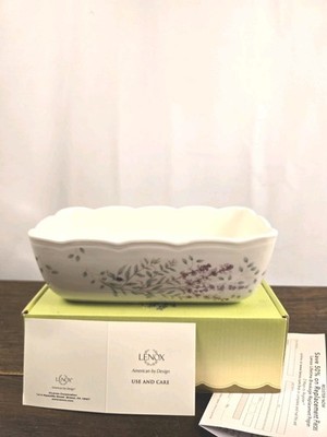NIB Lenox American By Design Butterfly Meadow Herbs Floral Porcelain Loaf Pan