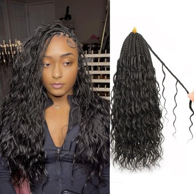 Goddess Box Braids Pure Protein Fiber 14 Inch 8 Packs Boho Crochet Braids