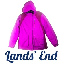 LANDS' END SQUALL FUCHSIA PINK PURPLE SKI SNOW COAT HOOD, YOUTH LARGE