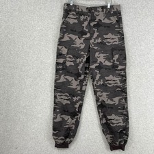 Rebel Cargo Joggers Boys 16 Gray Camouflage Ripstop High Rise Pants Outdoor