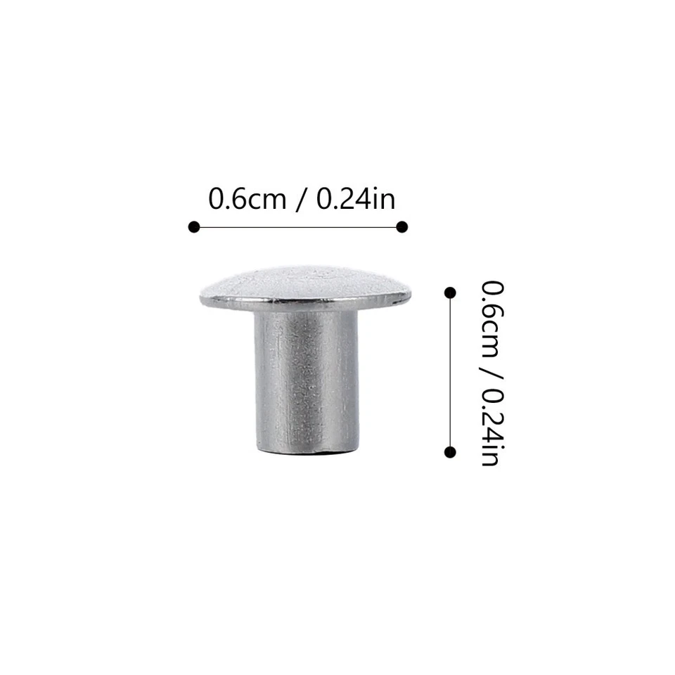 200 Pcs Tone Semi Tubular Aluminum Alloy Flat Rivets for Assembly Use - Image 3 of 4