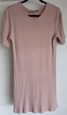 Reformation Kendy Mini Dress XL Ribbed Short Sleeve Dusty Rose Pink USA Made