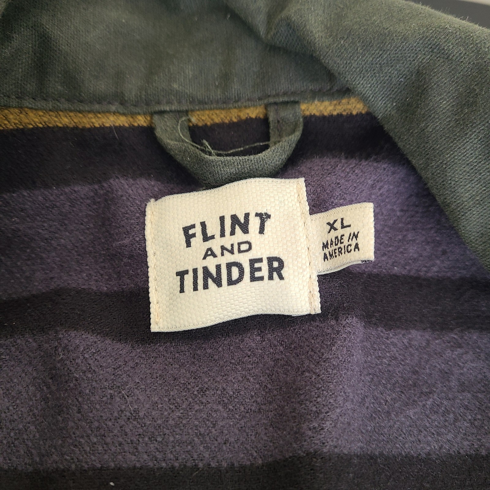 Flint And Tinder Mens XL Flannel Lined Waxed Trucker Jacket Green Workwear