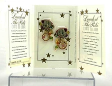 Lunch at the Ritz "Damsel Dijon" Crystal Fish Clip-On Earrings On Card, USA