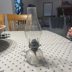 Vintage Clear Glass Oil Lamp With Chimney - Made In USA